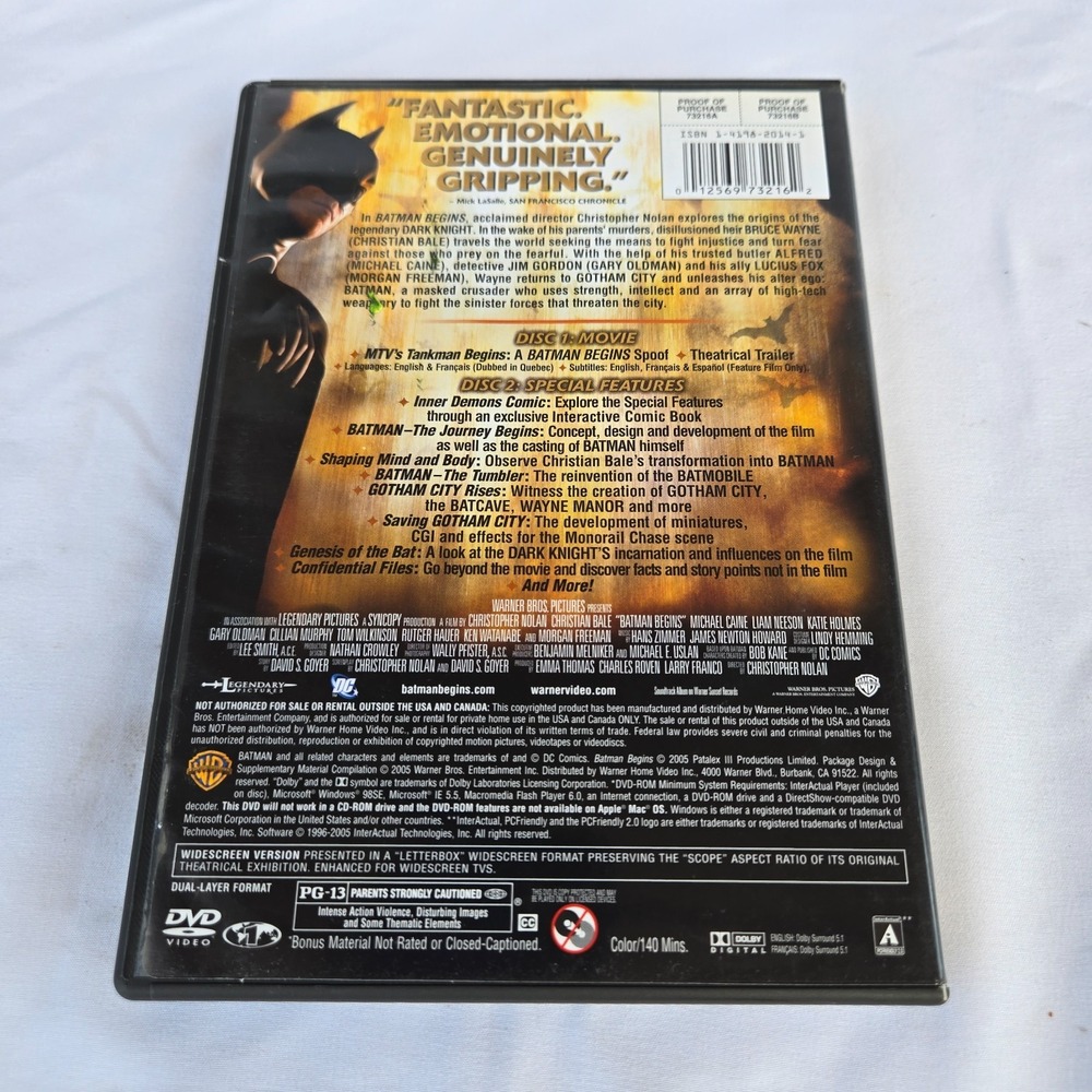 Christopher Nolan Batman Trilogy on DVD Original Cases 2 Disc Sets Very Good - Picture 3 of 13